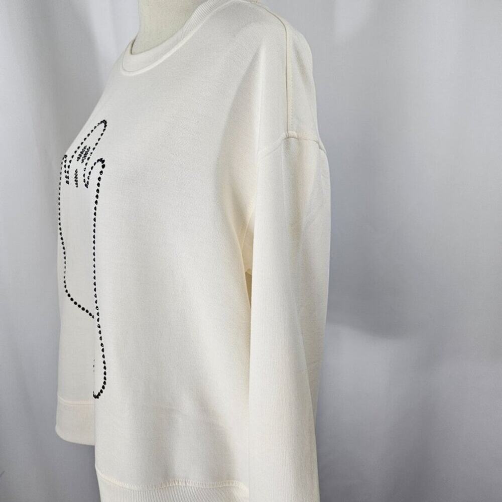 Jane Delancey Cream Rhinestone Ghost Long Sleeve Top Women's Size L NWOT - Picture 5 of 15